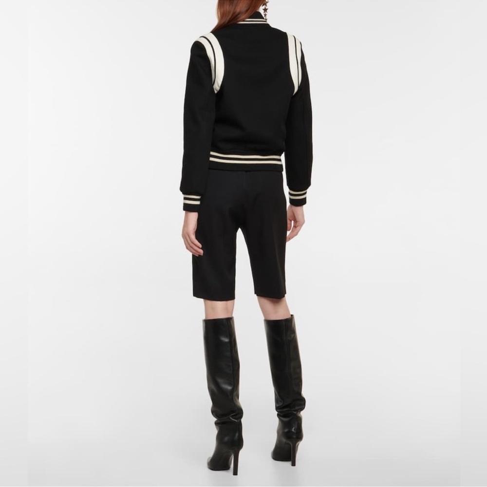 IVES SAINT LAURENT NWT Bomber Wool-blend Black & White jacket - Picture 5 of 10